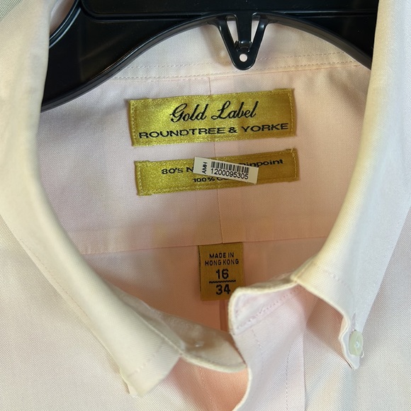 Roundtree & Yorke Gold Label 80’s Pink LongSleeve Dress Shirt Gently worn 16/34 - Picture 2 of 8